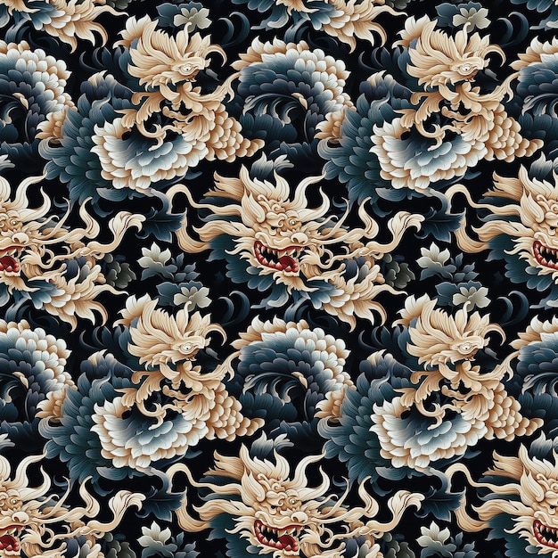 patrón de lujo con dragón chino