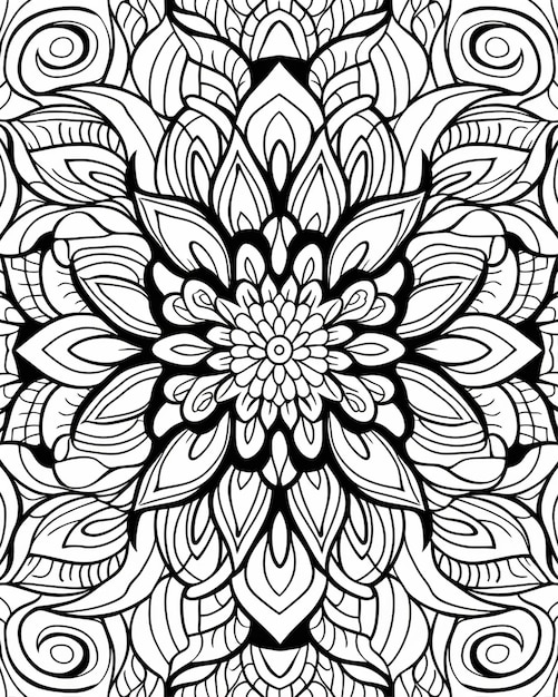 Patrón de mandala en blanco y negro