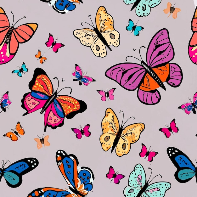 Patrón con mariposas dibujado a mano por AI_Generado