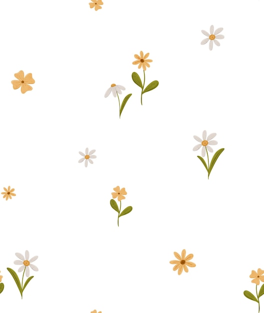 Patrón minimalista sin costuras con flores de margarita simples fondo de manzanilla en estilo escandinavo