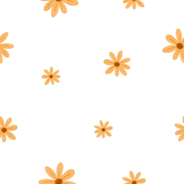 Patrón minimalista sin costuras con flores simples de margarita con fondo de manzanilla sin fin en escandinavo