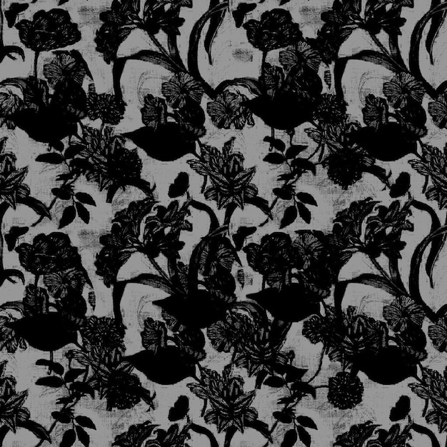Patrón monocromático floral oscuro
