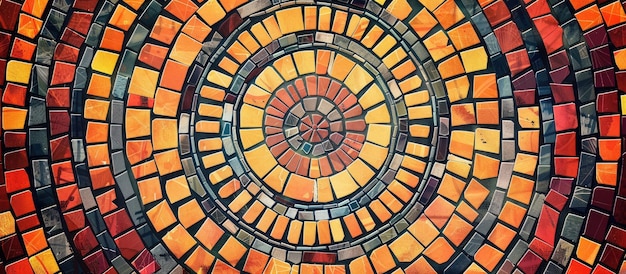 Foto patrón de mosaico circular abstracto en estilo dibujado a mano para diseño de telas e impresiones