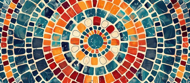 Patrón de mosaico circular abstracto en estilo dibujado a mano para diseño de telas e impresiones
