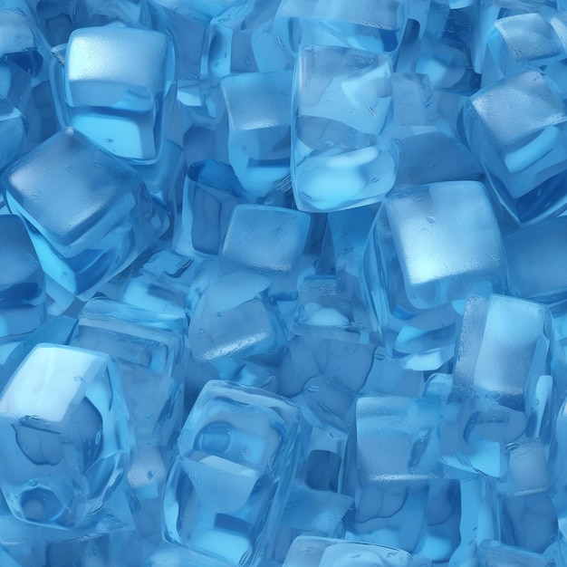 Patrón de mosaico sin costuras de cubos de hielo azul AI generativa