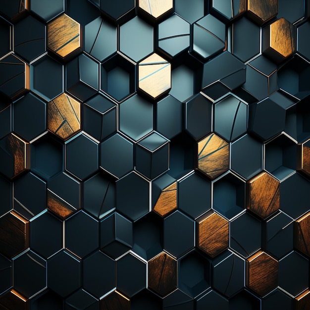 Patrón de mosaico hexagonal metálico