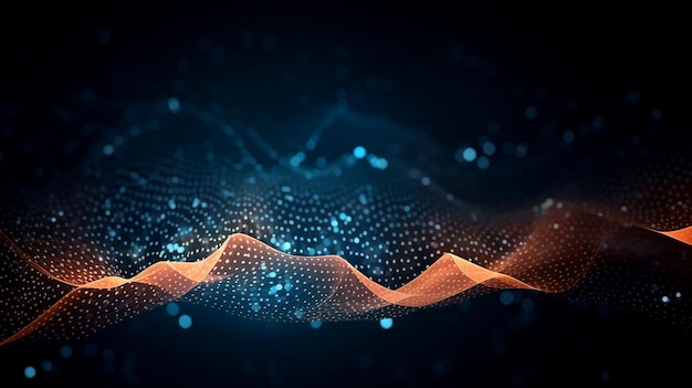 Patrón de movimiento de onda abstracto en papel tapiz de fondo azul oscuro para tecnología digital AI Generado