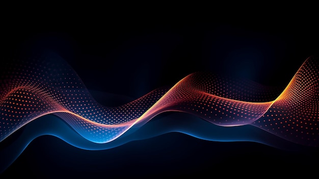 Patrón de movimiento de onda abstracto en papel tapiz de fondo azul oscuro para tecnología digital AI Generado