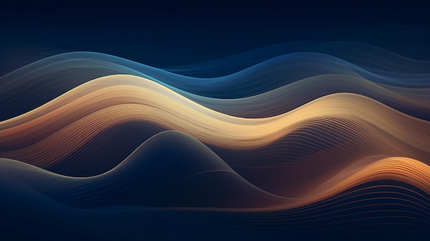 Patrón de movimiento de onda abstracto en papel tapiz de fondo azul oscuro para tecnología digital AI Generado
