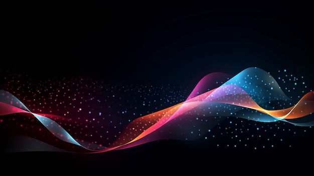 Patrón de movimiento de onda abstracto en papel tapiz de fondo azul oscuro para tecnología digital AI Generado