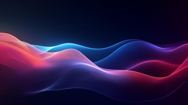 Patrón de movimiento de onda abstracto en papel tapiz de fondo azul oscuro para tecnología digital AI Generado