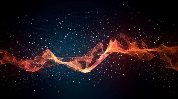Foto patrón de movimiento de onda abstracto en papel tapiz de fondo azul oscuro para tecnología digital ai generado