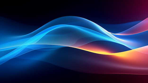 Patrón de movimiento de onda abstracto en papel tapiz de fondo azul oscuro para tecnología digital AI Generado