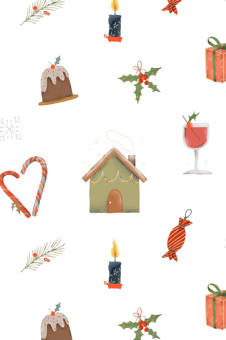 El patrón de Navidad png fondo transparente lindo ilustraciones de vacaciones de invierno
