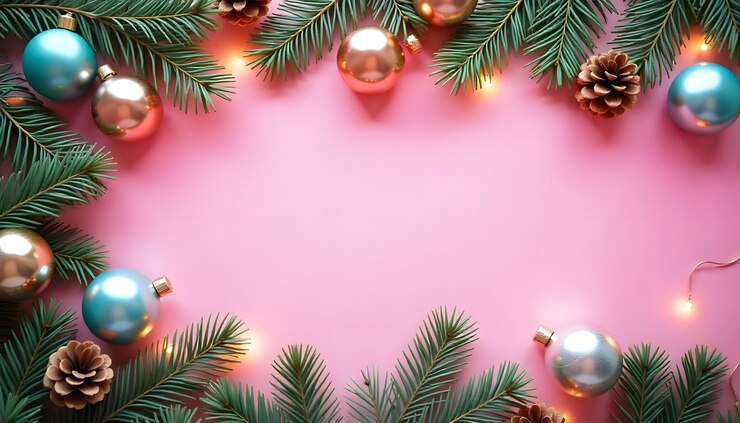 Patrón navideño de moda con juguetes de invierno y Año Nuevo en un fondo abstracto Vista horizontal superior