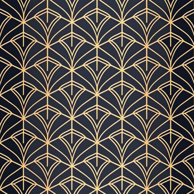 Un patrón negro y dorado con un patrón de pan de oro.