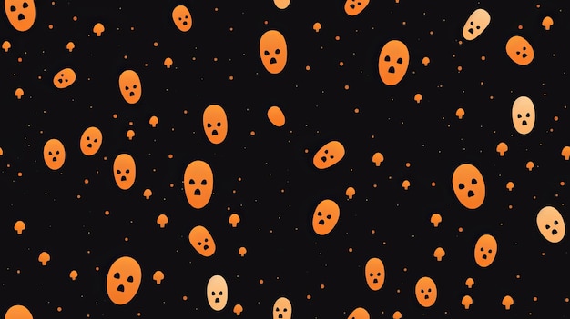 Foto un patrón negro y naranja con fantasmas