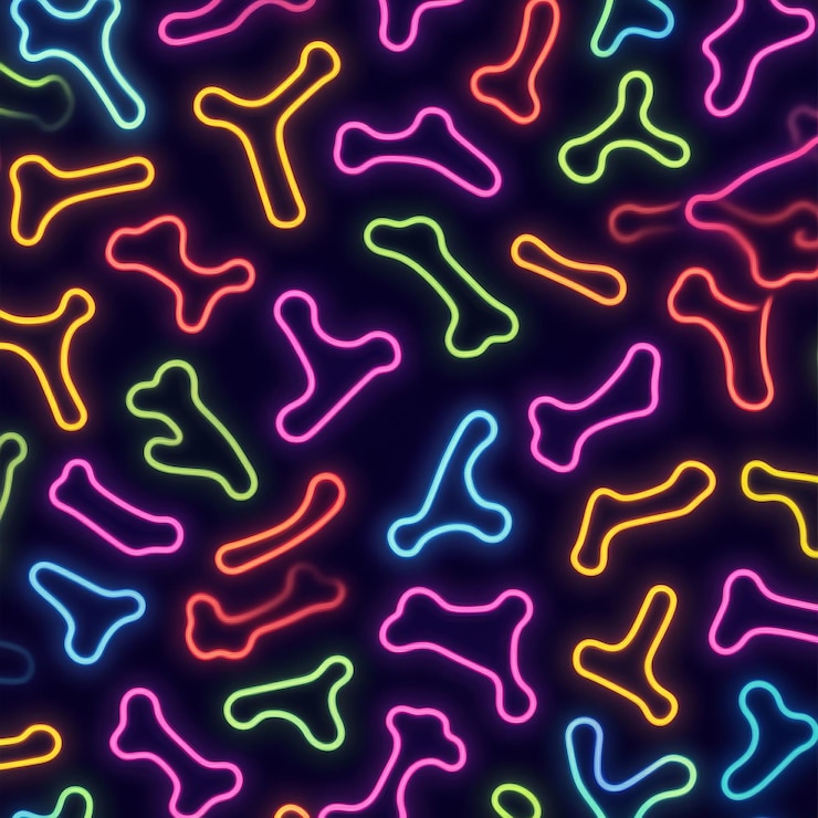 Foto patrón de neón sin costuras con huesos telón de fondo vectorial para su diseño