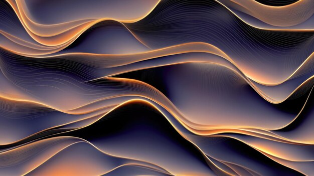 patrón de onda abstracta azul oscuro y dorado con partículas para el diseño