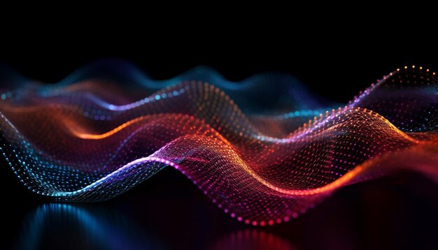 Patrón de onda abstracto en diseño futurista azul brillante generado por la IA