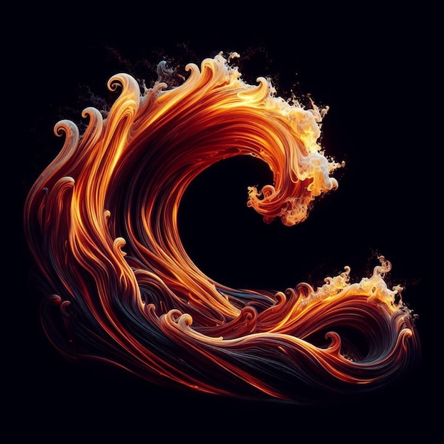 Patrón de onda de fuego en un fondo negro