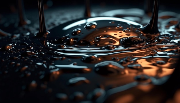 Foto patrón de onda suave que fluye reflejando chocolate negro generado por ia