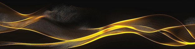 Patrón de ondas amarillas brillantes en un fondo oscuro