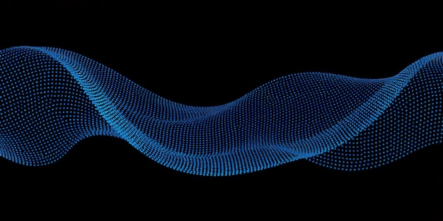 Patrón de ondas azules abstractas sobre un fondo negro