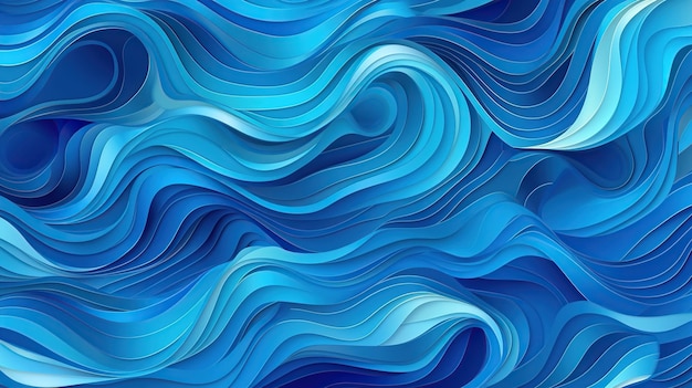 Patrón de ondas azules Verano lago onda flujo de agua vector abstracto fondo transparente AI generativa