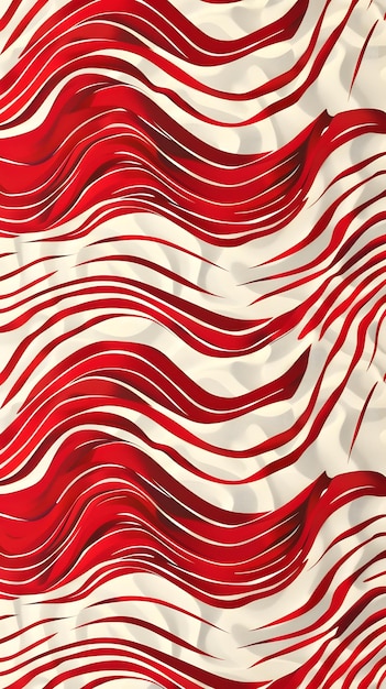 Patrón de ondas rojas y blancas fluidas en fondo blanco que se asemeja a la bandera de los Estados Unidos