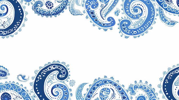 Foto patrón de paisley boho chic sin costuras fondo oriental elegante elemento de diseño de mandala ornamento azul de flor inusual motivo de agua de mar