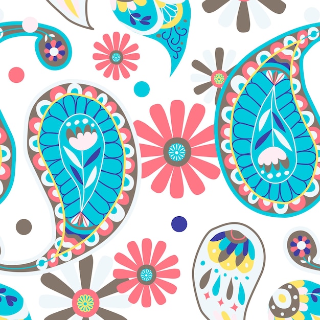 Patrón de paisley oriental con fondo transparente sin costuras