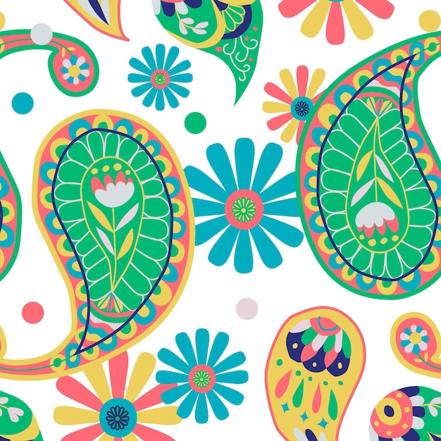 El patrón de paisley verde png es un fondo transparente sin costuras