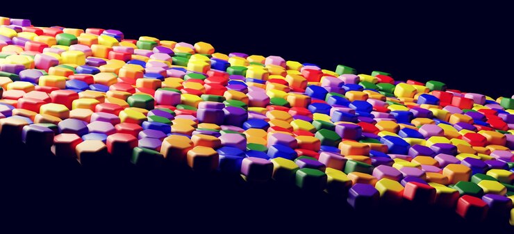 Foto patrón de panal en el fondo de colores del arco iris