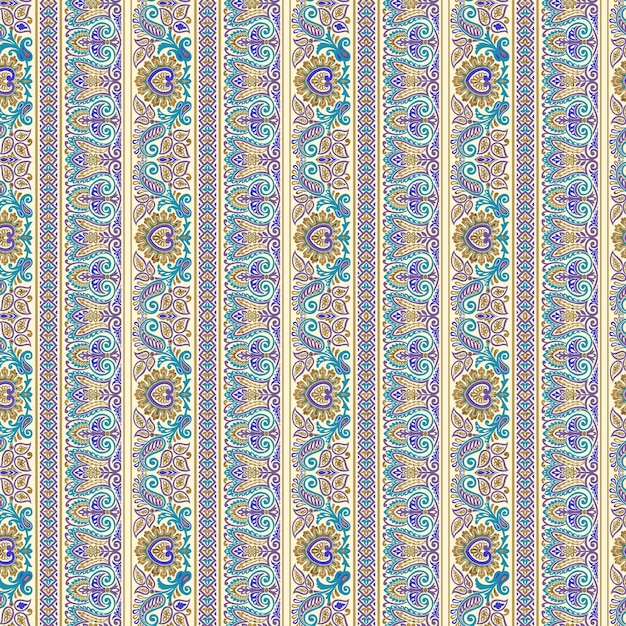 un patrón de papel de pared con un diseño de flores azules y amarillas