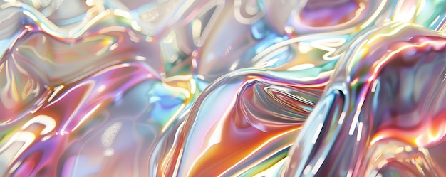 Un patrón de papel recubierto de metal con un brillo holográfico y formas abstractas