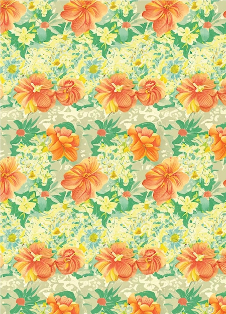 patrón de papel tapiz de piña y flores
