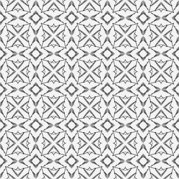 Patrón pintado a mano étnico en blanco y negro