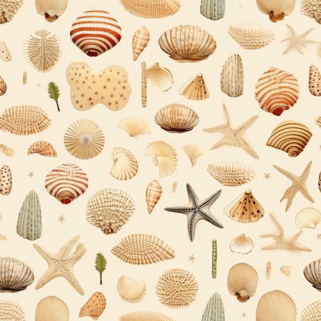 Patrón de píxeles costeros con conchas marinas caminando por la playa