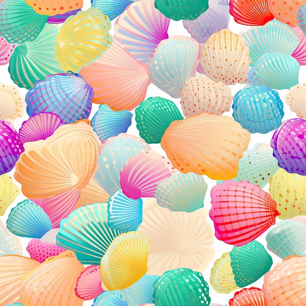 Foto patrón de píxeles playeros de conchas coloridas