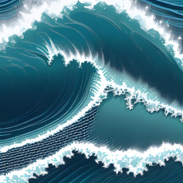 Foto un patrón de píxeles que imita el aspecto de una ola serena del océano