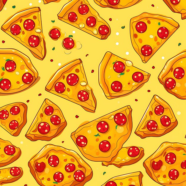 Foto un patrón de pizza amarillo y rojo lindo.