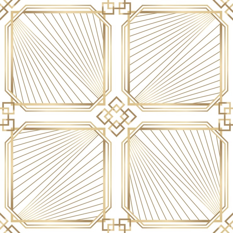 Foto patrón png de oro sin costuras estilo gatsby en fondo transparente