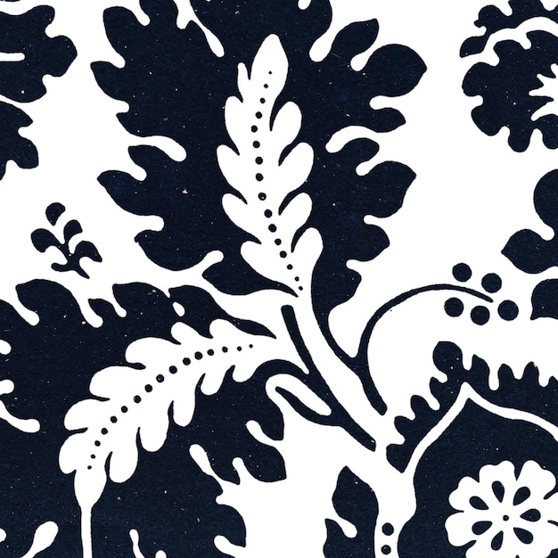 Patrón Png William Morris fondo floral transparente remezclado botánico índigo
