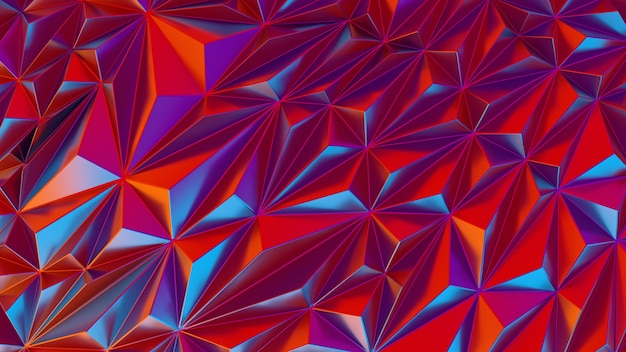 Patrón poligonal de baja poli. Resumen de fondo brillante iridiscente con copia espacio 3d render ilustración