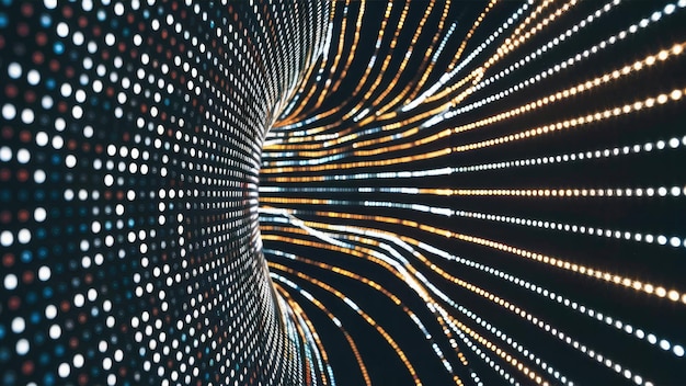 Patrón de puntos de contraste dinámico y armonía de malla LED en fondo negro