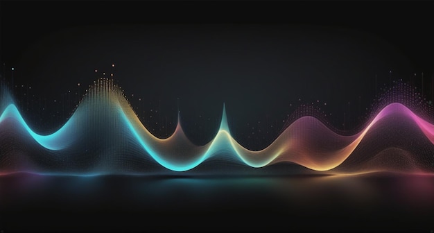 Patrón de puntos futuristas en fondo oscuro onda de música de color tecnología de grandes datos o ciencia Ba