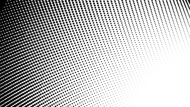 Patrón de puntos de medio tono negro y blanco fondo vectorial abstracto