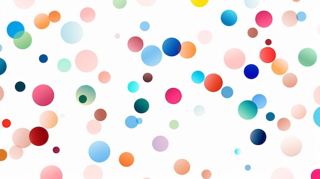 Patrón de puntos de polca multicolor sobre un fondo blanco