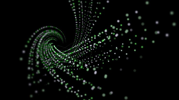 Foto patrón de puntos verdes de movimiento, fondo abstracto. elegante estilo de neón dinámico, ilustración 3d